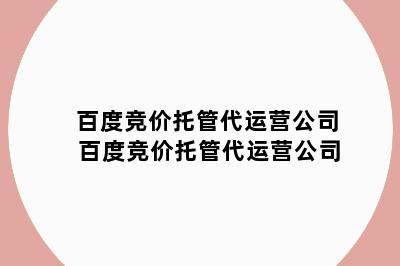 百度竞价托管代运营公司 百度竞价托管代运营公司